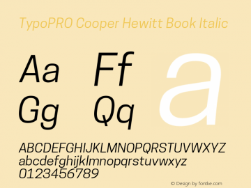 TypoPRO Cooper Hewitt Book Italic 1.000 Font Sample