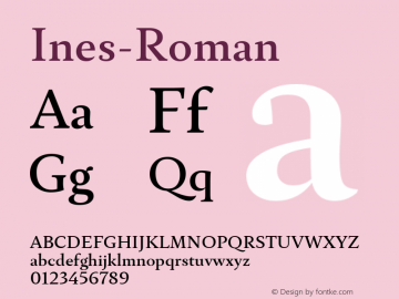 Ines-Roman ☞ Version 1.000;PS 003.000;hotconv 1.0.70;makeotf.lib2.5.58329;com.myfonts.easy.dstype.ines.roman.wfkit2.version.4mPv图片样张