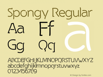 Spongy Regular Version 3.100 Font Sample