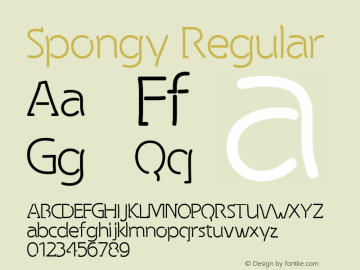 Spongy Regular Version 2.100 2004 Font Sample