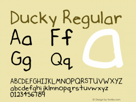 Ducky Regular Version 1.00 March 19, 2009, initial release, www.yourfonts.com图片样张