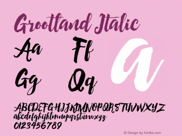 Grootland Italic 1.000 Font Sample