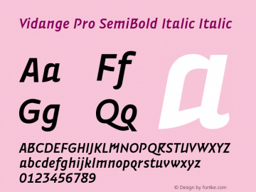 Vidange Pro SemiBold Italic Italic Version 1.100 Font Sample