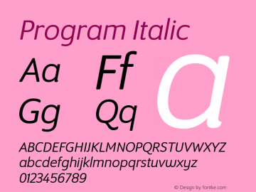 Program Italic Version 1.0 Font Sample