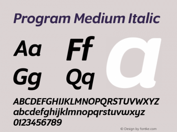 Program Medium Italic Version 1.0 Font Sample