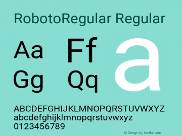 RobotoRegular Regular Version 2.001101; 2014图片样张