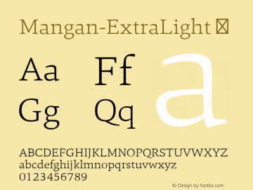 Mangan-ExtraLight ☞ Version 1.000;com.myfonts.easy.hoftype.mangan.extra-light.wfkit2.version.4kUu Font Sample