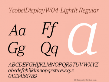 YsobelDisplayW04-LightIt Regular Version 1.00 Font Sample