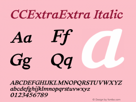 CCExtraExtra Italic Version 1.00 2014 Font Sample