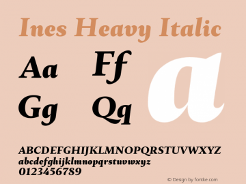 Ines Heavy Italic Version 3.001 Font Sample