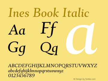 Ines Book Italic Version 3.001 Font Sample