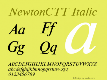 NewtonCTT Italic TrueType Maker version 1.10.00 Font Sample