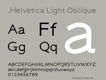 .Helvetica Light Oblique 6.0d1e1 Font Sample