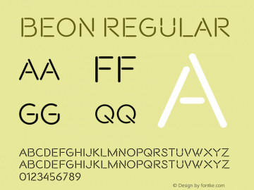 Beon Regular Version 1.001;PS 001.001;hotconv 1.0.70;makeotf.lib2.5.58329 Font Sample