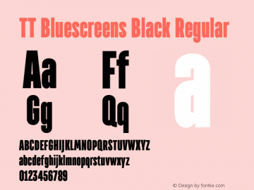 TT Bluescreens Black Regular Version 1.000 Font Sample