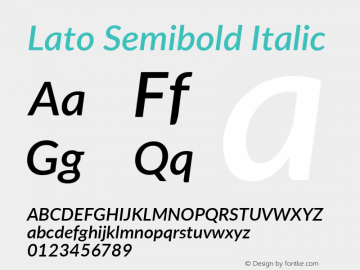 Lato Semibold Italic Version 2.010; 2014-09-01; http://www.latofonts.com/图片样张