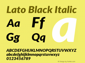 Lato Black Italic Version 2.010; 2014-09-01; http://www.latofonts.com/图片样张
