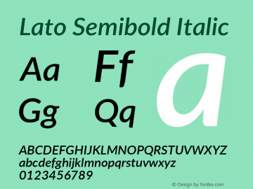 Lato Semibold Italic Version 2.010; 2014-09-01; http://www.latofonts.com/图片样张