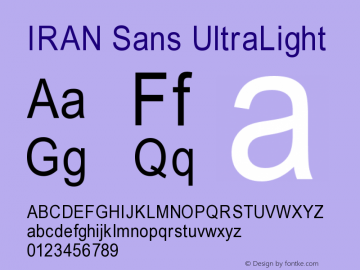 IRAN Sans UltraLight Version 2.00 Font Sample