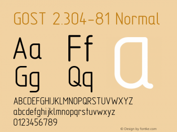 GOST 2.304-81 Normal 01.00.0000 Font Sample