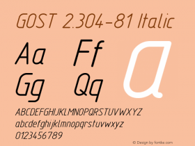 GOST 2.304-81 Italic 0.3 Font Sample