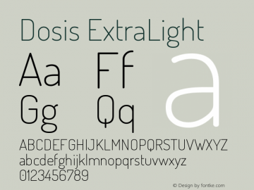 Dosis ExtraLight Version 1.007 Font Sample