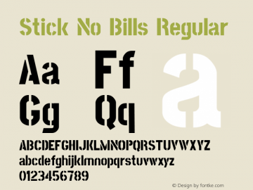 Stick No Bills Regular Version 001.000 ; ttfautohint (v0.97) -l 8 -r 50 -G 200 -x 14 -f dflt -w G Font Sample