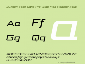 Bunken Tech Sans Pro Wide Med Regular Italic Version 1.34 Font Sample