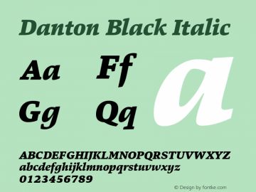 Danton Black Italic Version 1.000;com.myfonts.easy.hoftype.danton.black-italic.wfkit2.version.4nFy Font Sample