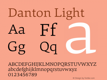 Danton Light Version 1.000;com.myfonts.easy.hoftype.danton.light.wfkit2.version.4nFH Font Sample