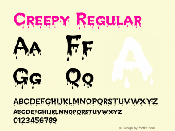 Creepy Regular Version 1.25 - March 22, 1996 Font Sample