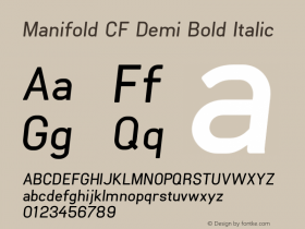 Manifold CF Demi Bold Italic Version 1.000;PS 002.000;hotconv 1.0.70;makeotf.lib2.5.58329图片样张