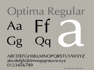 Optima Regular Unknown Font Sample