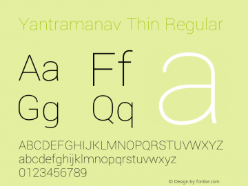 Yantramanav Thin Regular Version 1.000;PS 1.0;hotconv 1.0.72;makeotf.lib2.5.5900 Font Sample