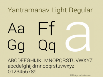Yantramanav Light Regular Version 1.000;PS 1.0;hotconv 1.0.72;makeotf.lib2.5.5900 Font Sample