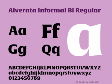 Alverata Informal Bl Regular Version 1.000 Font Sample