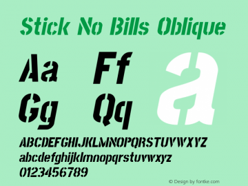 Stick No Bills Oblique Version 001.000 Font Sample