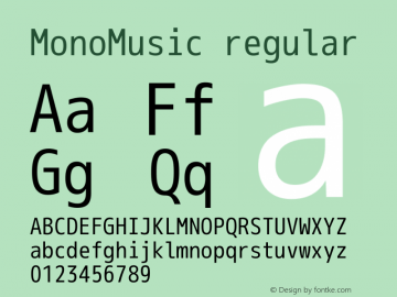 MonoMusic regular Version 2.0 Font Sample