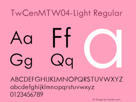 TwCenMTW04-Light Regular Version 1.00 Font Sample