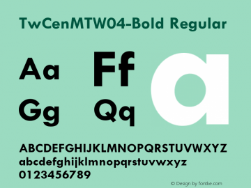 TwCenMTW04-Bold Regular Version 1.00 Font Sample