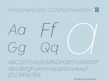 FenomenSans-SCNHairlineItalic ☞ Version 1.001;PS 001.001;hotconv 1.0.70;makeotf.lib2.5.58329;com.myfonts.easy.signature-type-foundry.fenomen-sans.scn-hairline-italic.wfkit2.version.4nQB图片样张