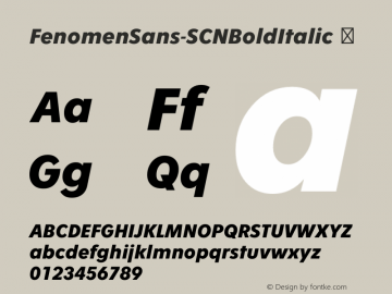 FenomenSans-SCNBoldItalic ☞ Version 1.001;PS 001.001;hotconv 1.0.70;makeotf.lib2.5.58329;com.myfonts.easy.signature-type-foundry.fenomen-sans.scn-bold-italic.wfkit2.version.4nQg图片样张