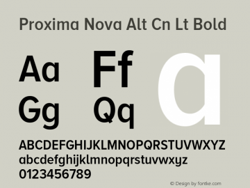 Proxima Nova Alt Cn Lt Bold Version 2.001 Font Sample