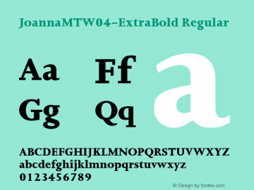 JoannaMTW04-ExtraBold Regular Version 1.00 Font Sample