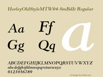 HorleyOldStyleMTW04-SmBdIt Regular Version 1.00 Font Sample