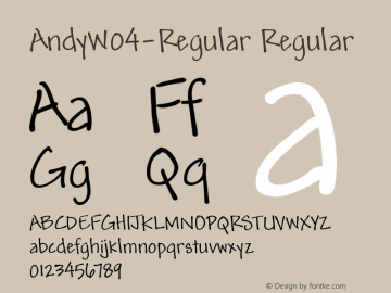 AndyW04-Regular Regular Version 1.00 Font Sample