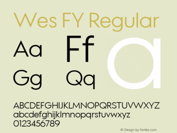 Wes FY Regular Version 1.001 Font Sample