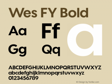Wes FY Bold Version 1.001 Font Sample