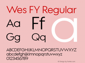 Wes FY Regular Version 1.001 Font Sample