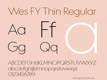 Wes FY Thin Regular Version 1.001 Font Sample